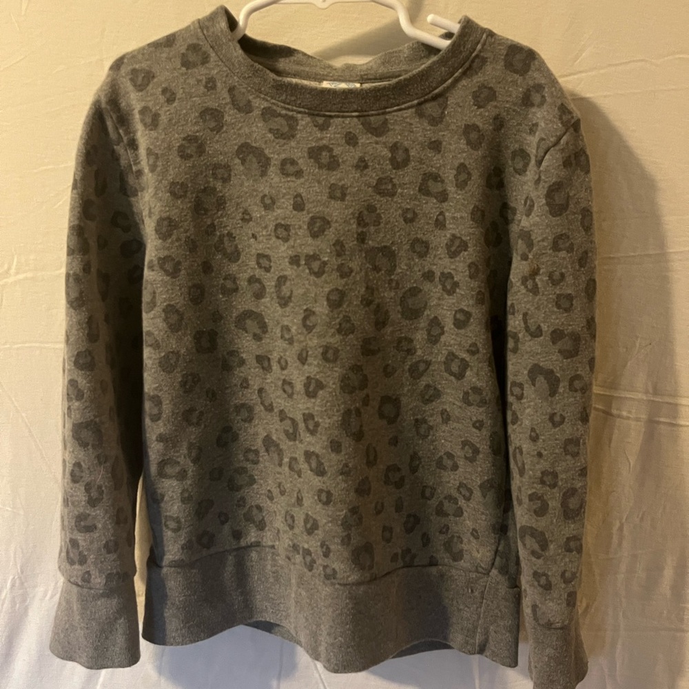 Girls' Grey Leopard Print Sweatshirt